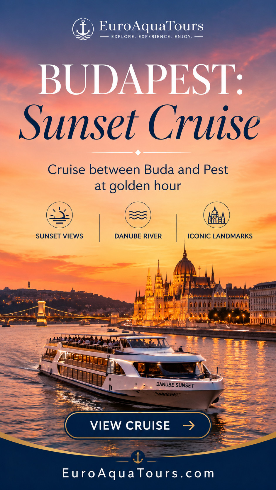 Cruise tussen Boeda en Pest bij zonsondergang EuroAquaTours View Cruise