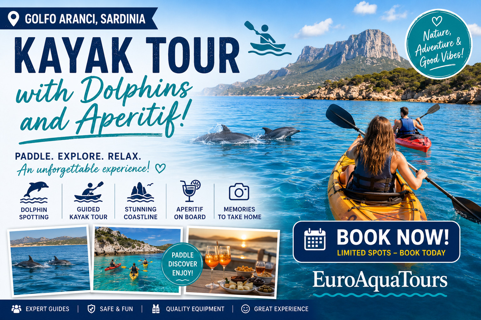 Sardinia Kayak Tour with Dolphins and Aperitif EuroAquaTours Book Now
