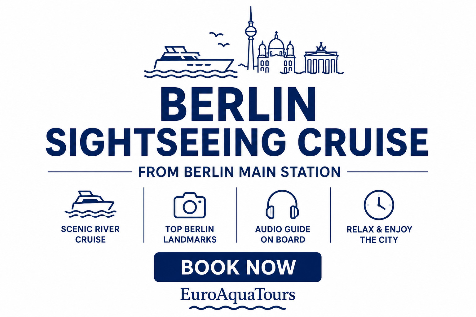 Berlin Sightseeing Cruise from Main Station with audio guide book now EuroAquaTours