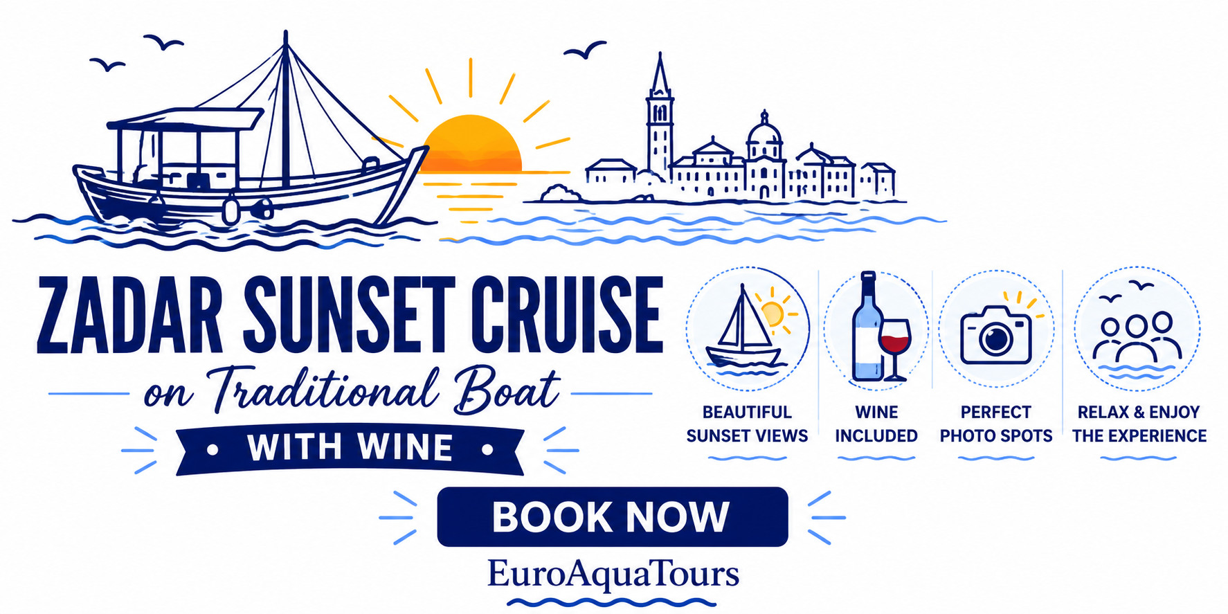 Zadar Sunset Cruise with wine Book Now EuroAquaTours