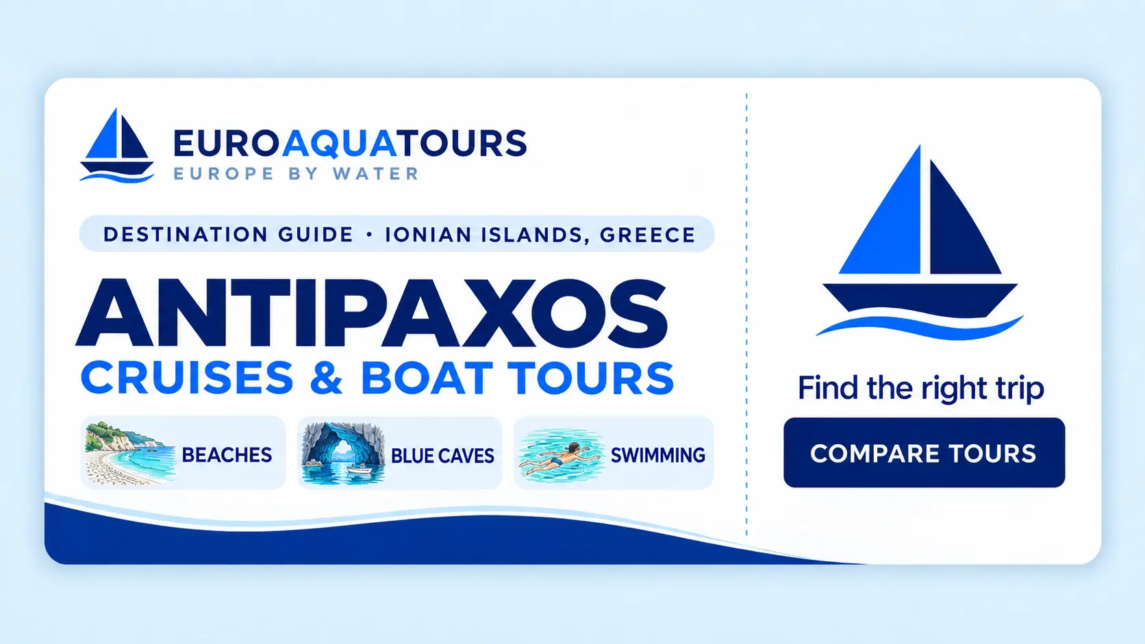 Antipaxos boat tours with turquoise beaches, blue caves and swimming stops
