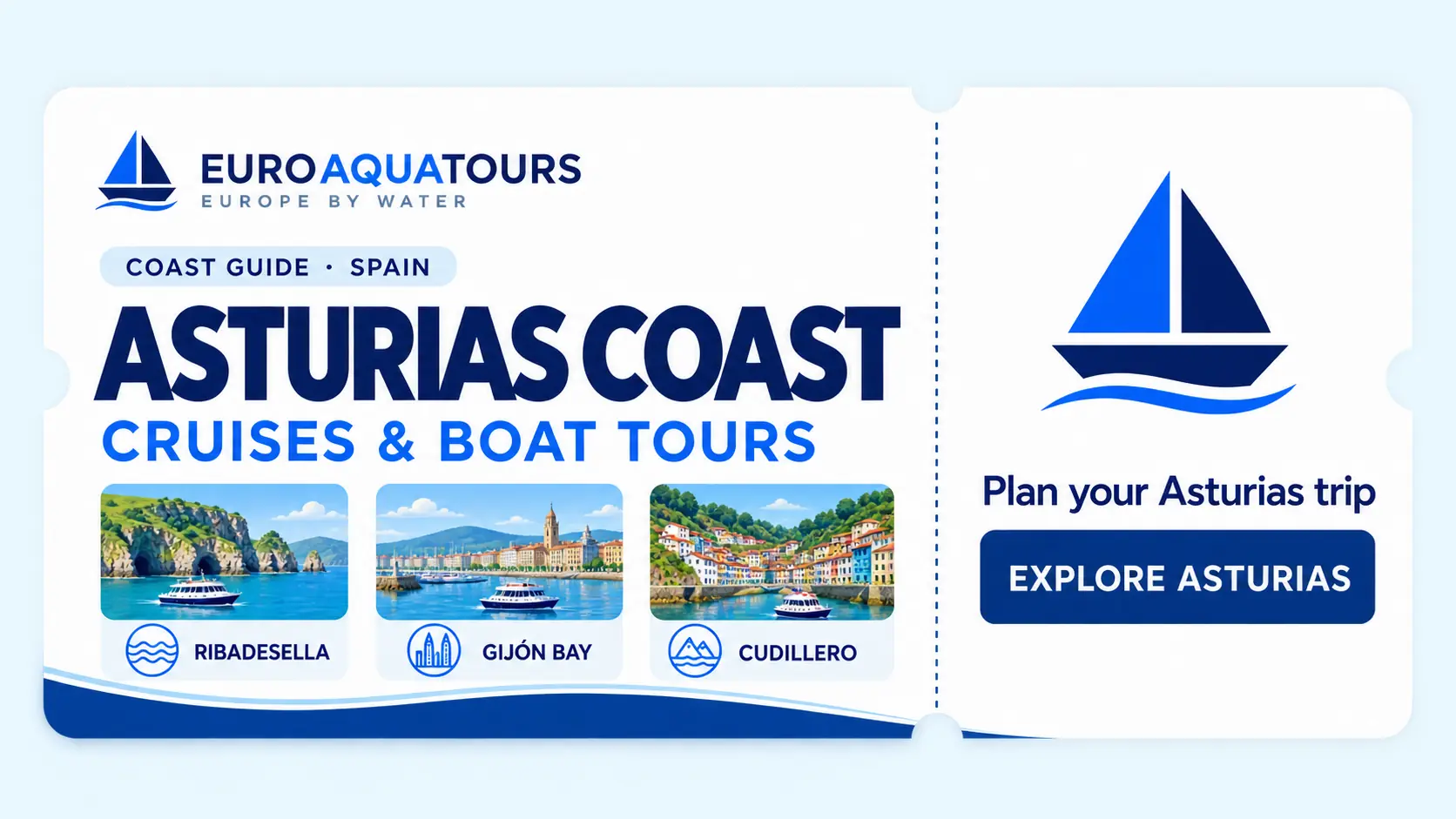Asturias Coast boat tours with Ribadesella, Gijón Bay and Cudillero scenery