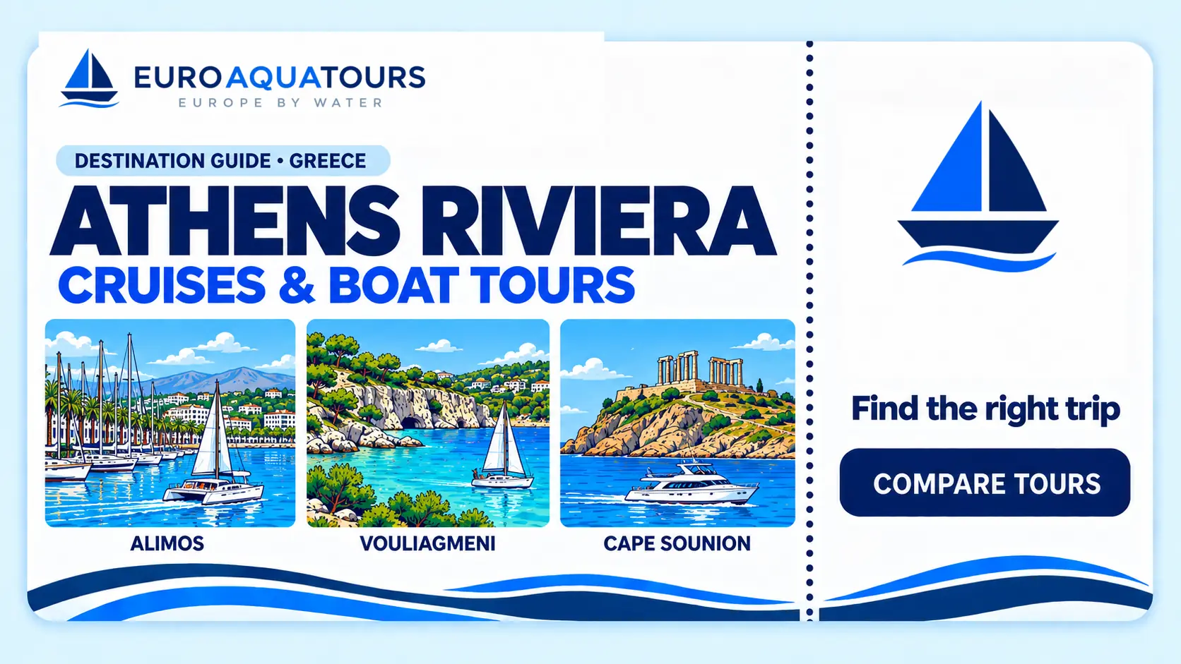 Athens Riviera boat tours with Alimos Marina, Vouliagmeni and Cape Sounion coastline