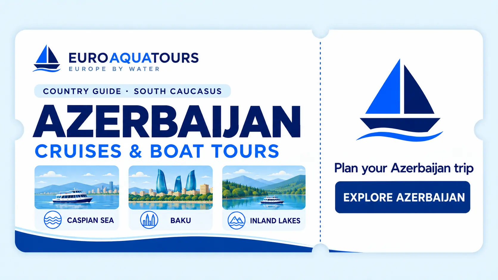 Azerbaijan boat tours with Caspian Sea scenery, Baku waterfront and inland lakes