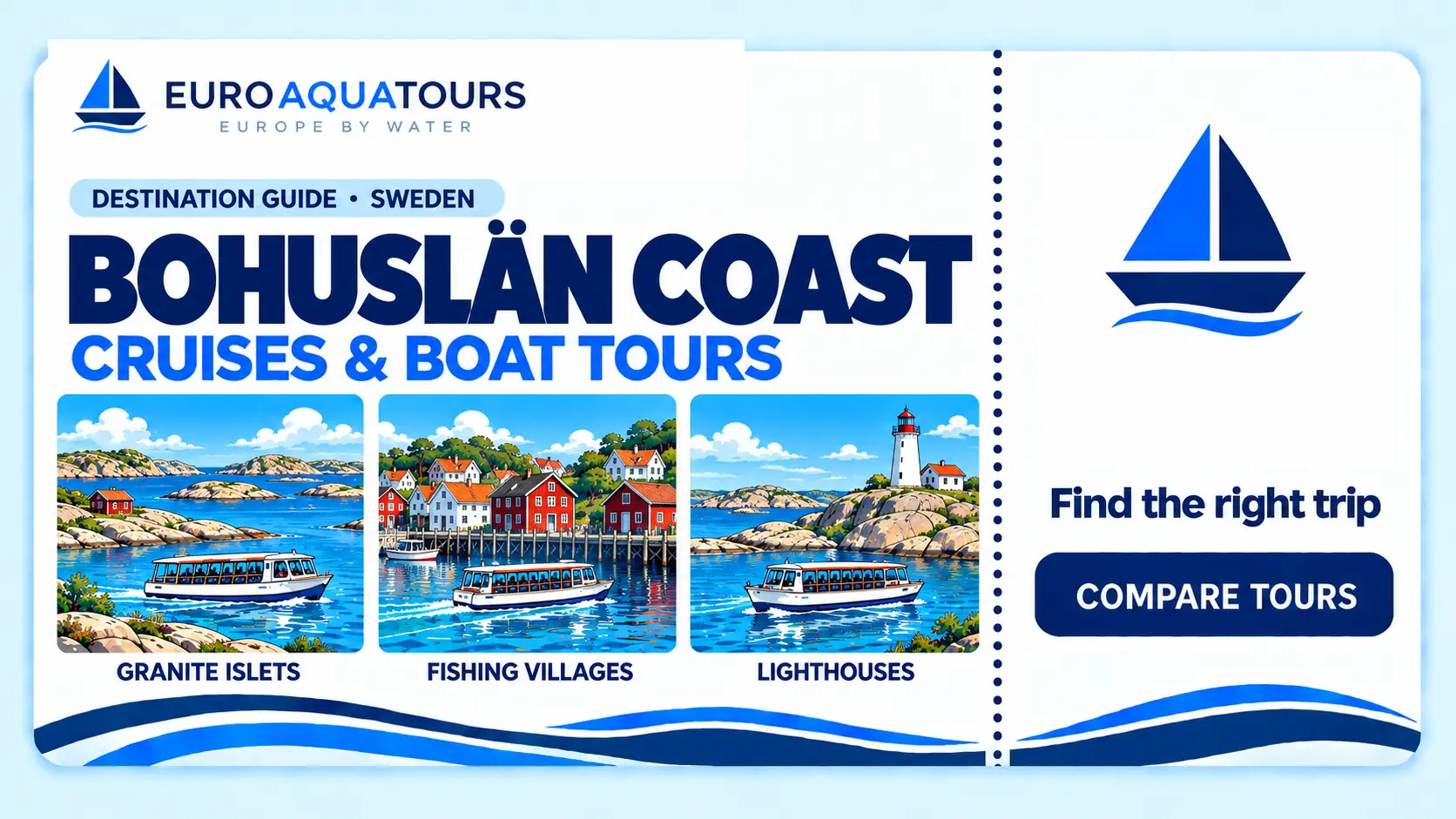 Bohuslän Coast boat tours with granite islets, fishing villages and lighthouse scenery
