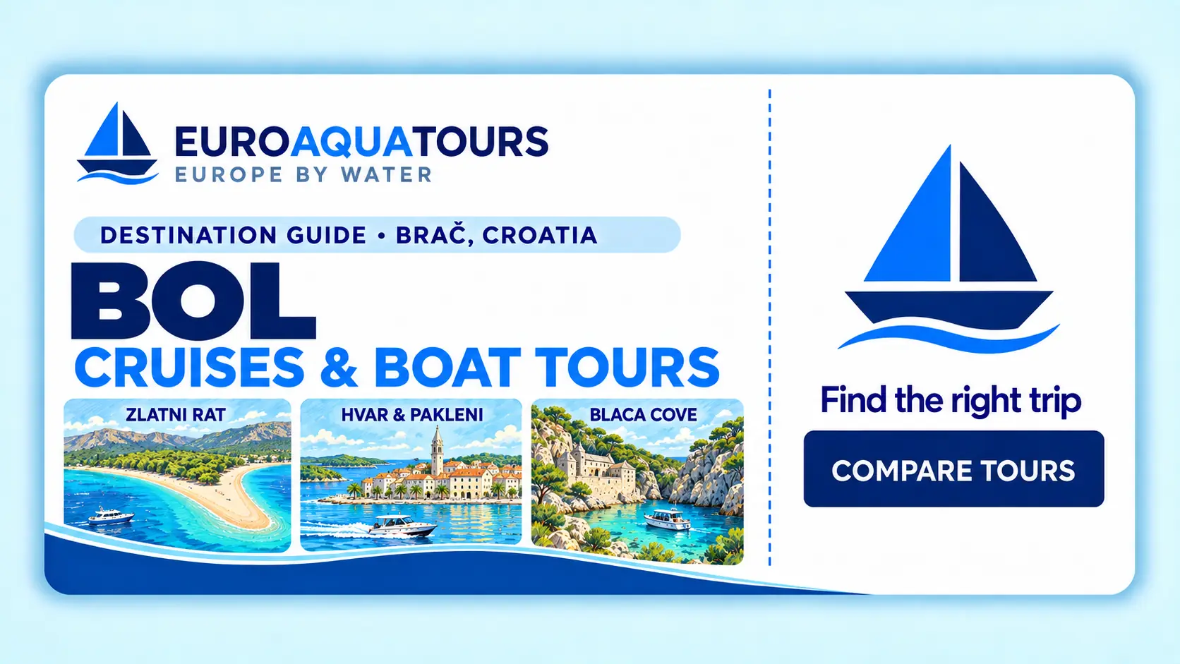 Bol boat tours with Zlatni Rat, Hvar Island and Blaca Cove scenery