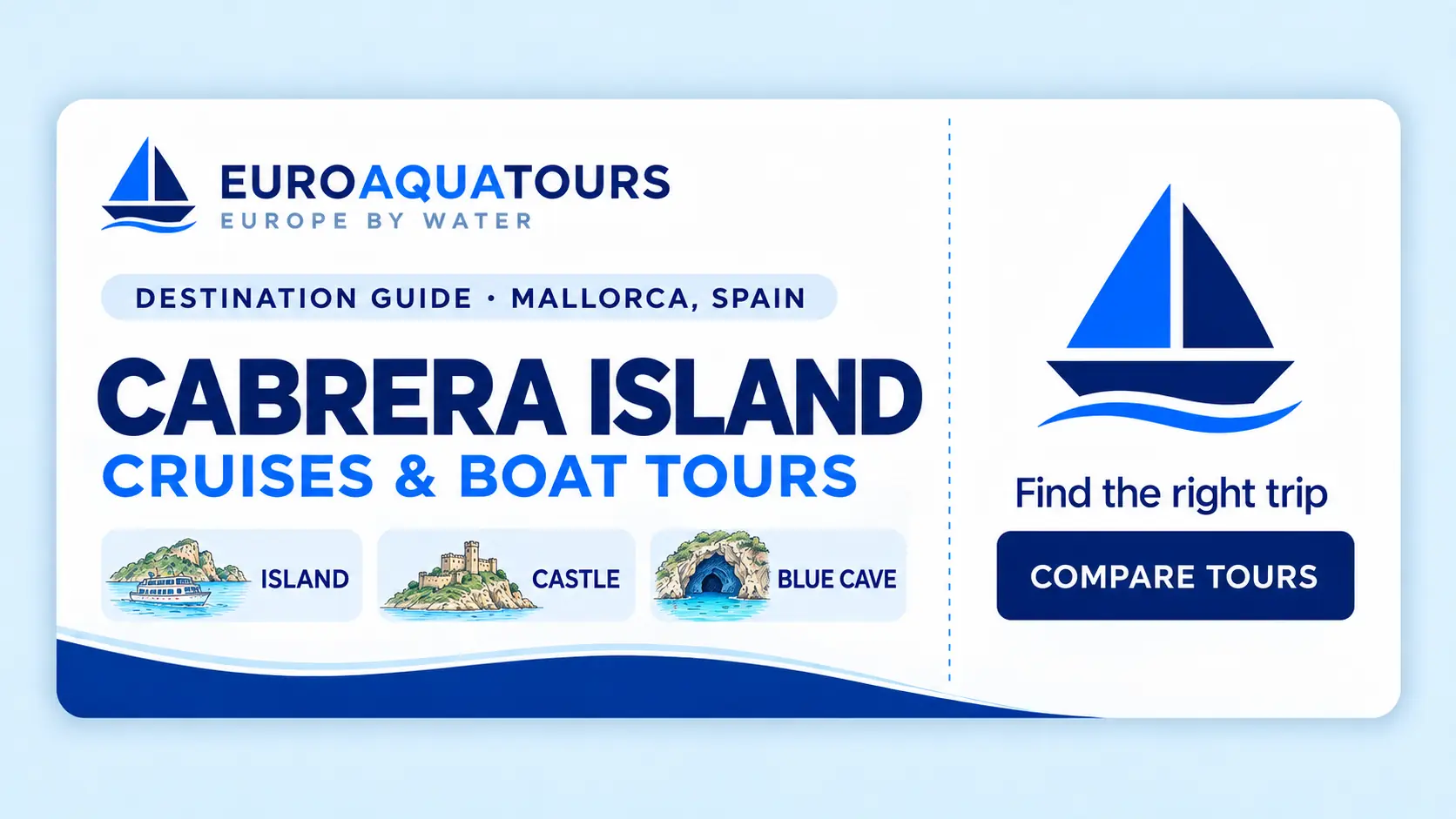 Cabrera Island boat tours with island scenery, Cabrera Castle and the Blue Cave