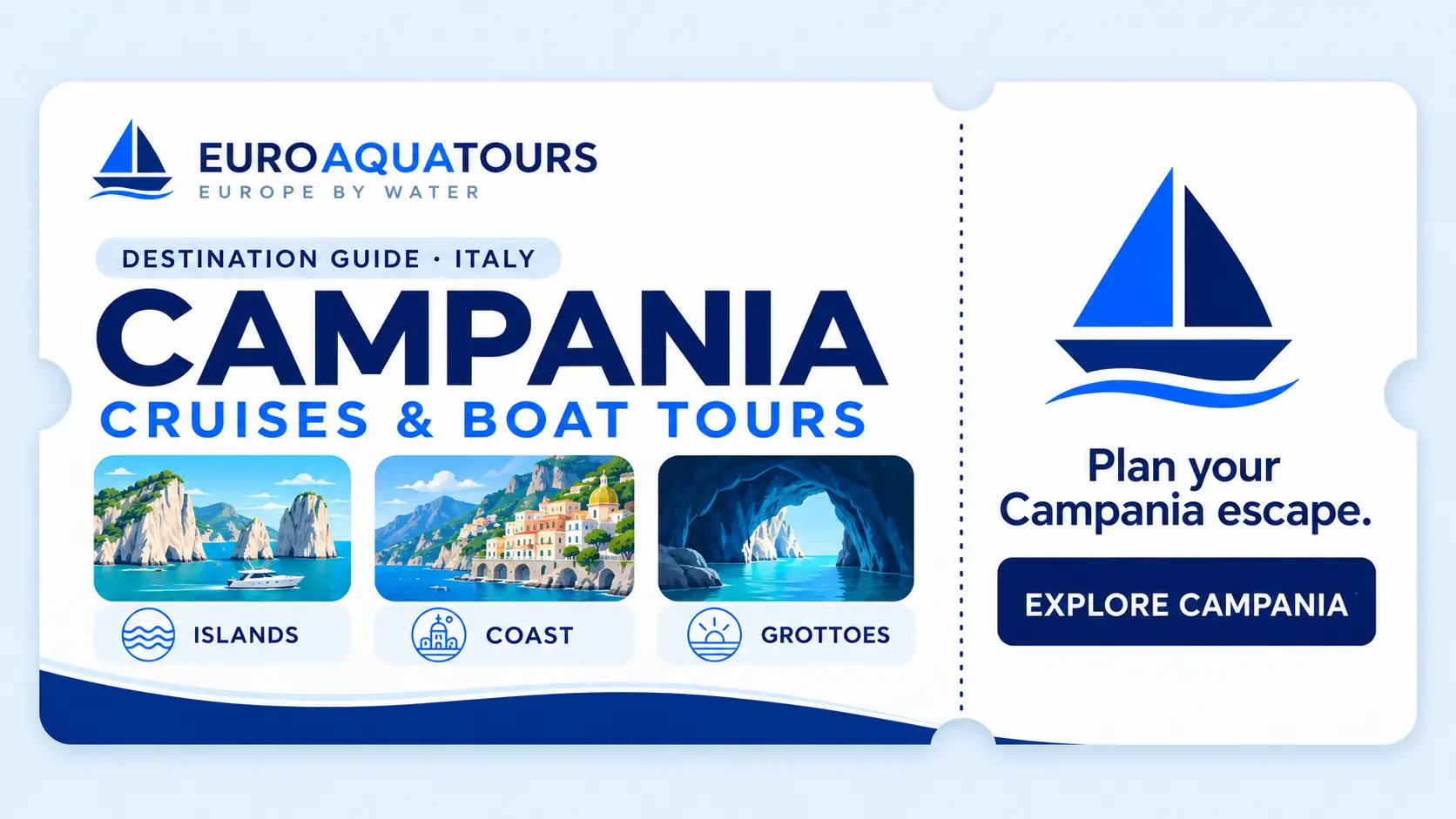 Campania boat tours with Mediterranean islands, coastal scenery and sea grottoes