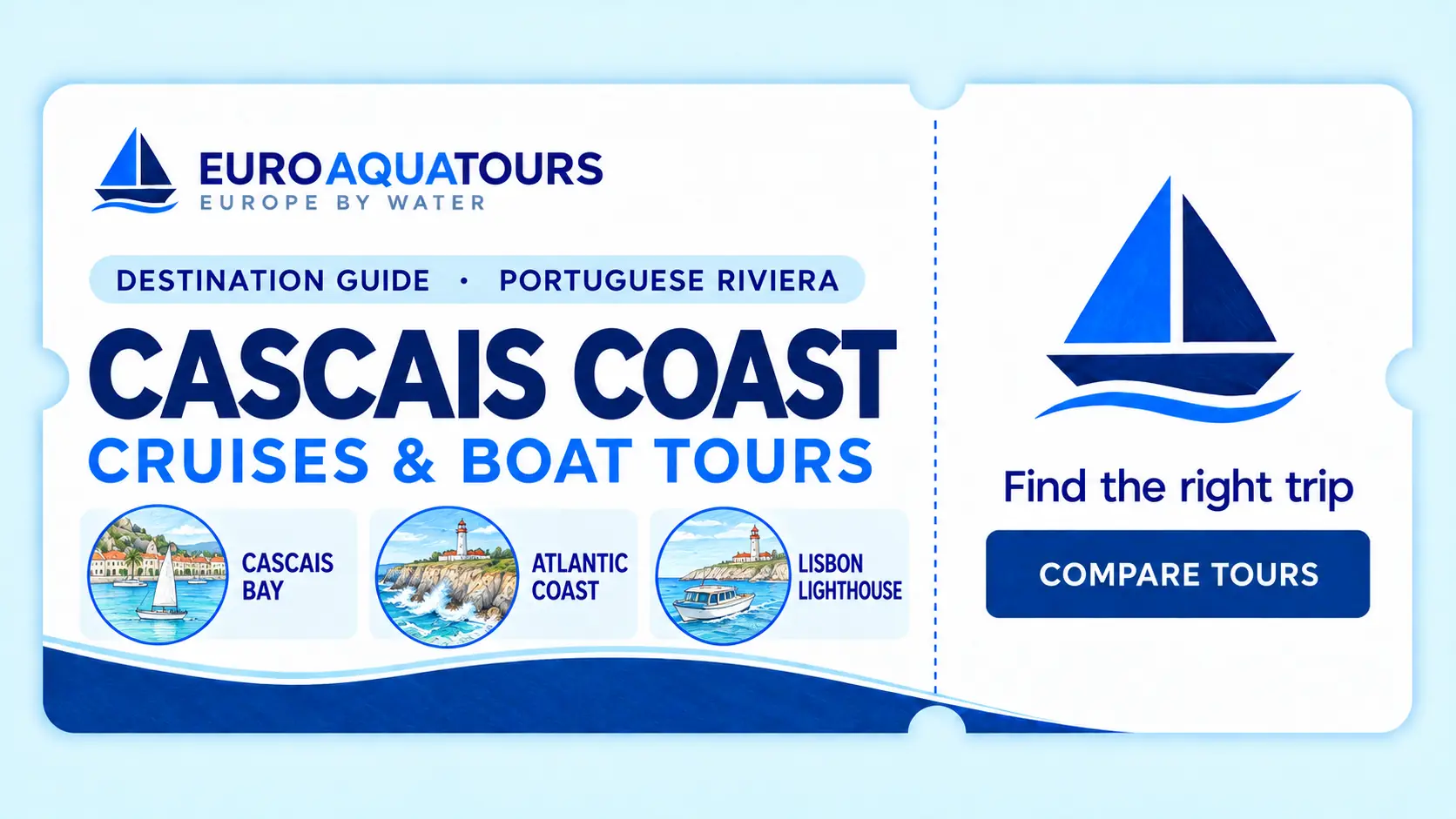 Cascais Coast boat tours with Cascais Bay, Atlantic coastline and Lisbon lighthouse routes
