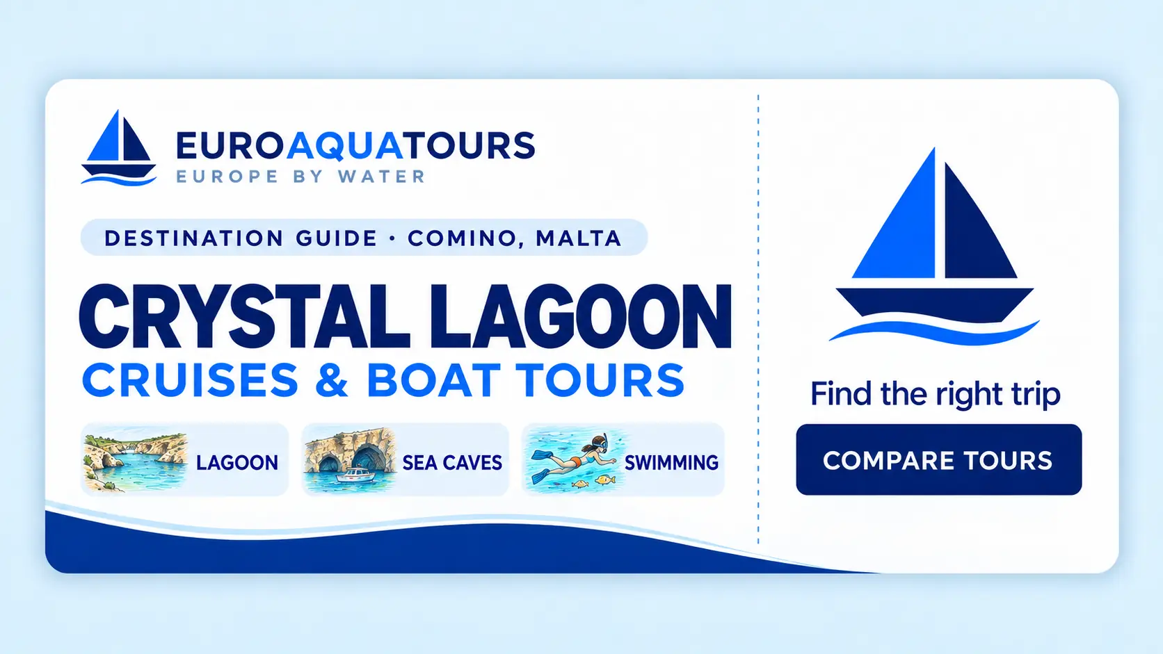 Crystal Lagoon Malta boat tours with turquoise water, sea caves and swimming spots