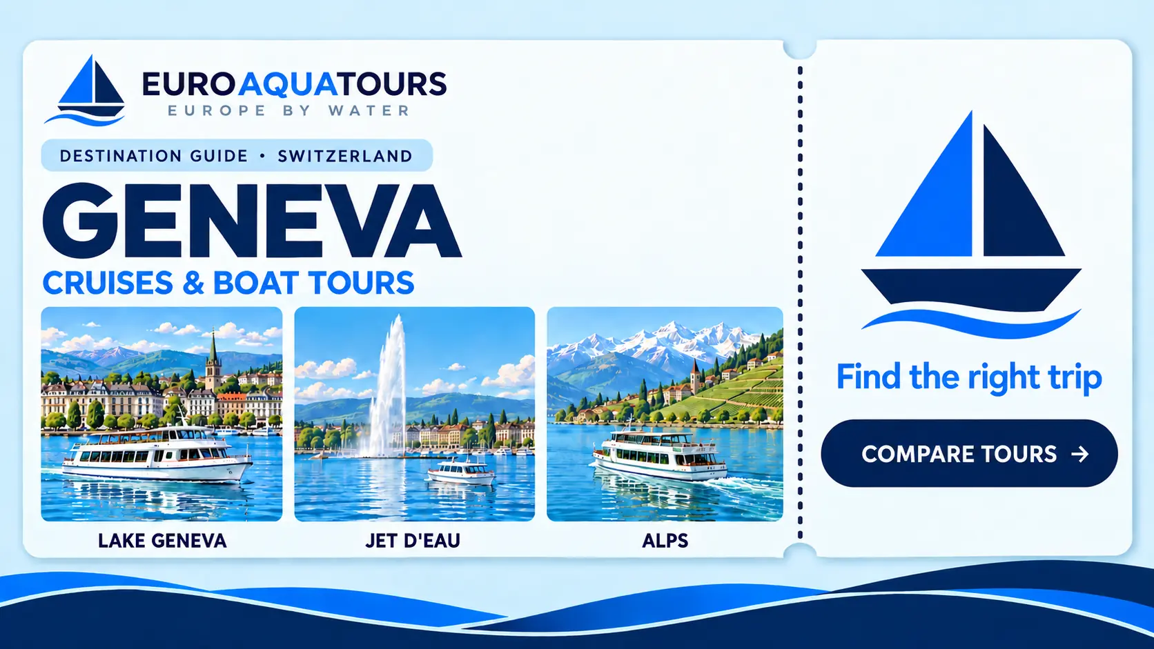 Geneva boat tours on Lake Geneva with Jet d’Eau and Alpine scenery