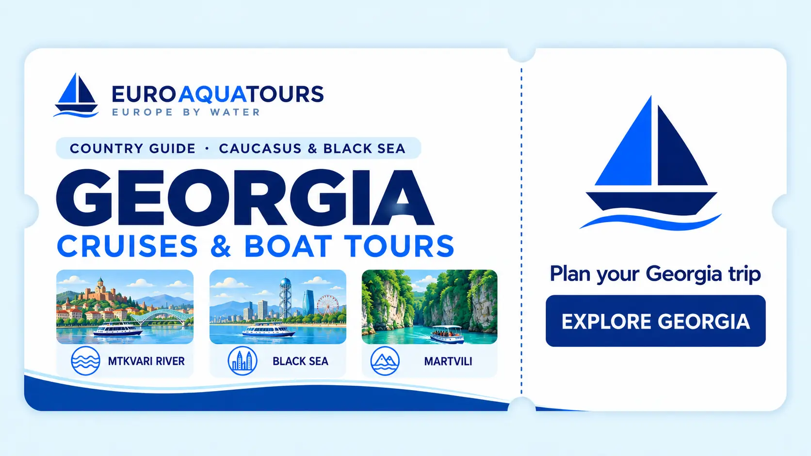 Georgia boat tours with the Mtkvari River, Black Sea coast and Martvili Canyon