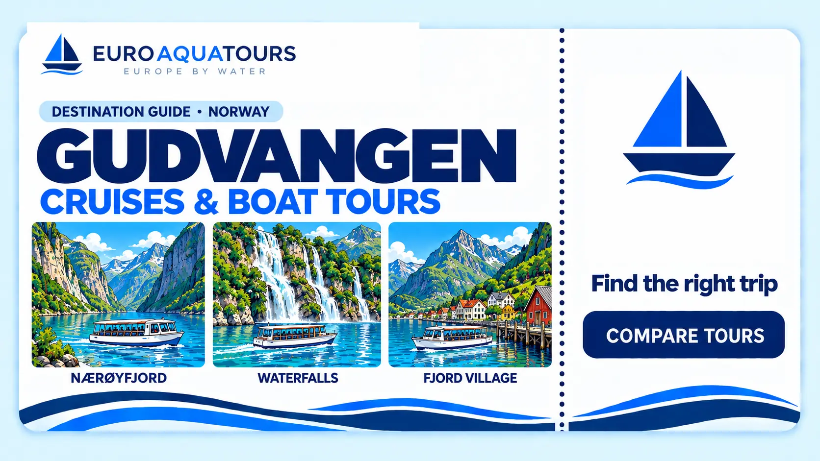 Gudvangen fjord tours with Nærøyfjord, waterfalls and Gudvangen village scenery