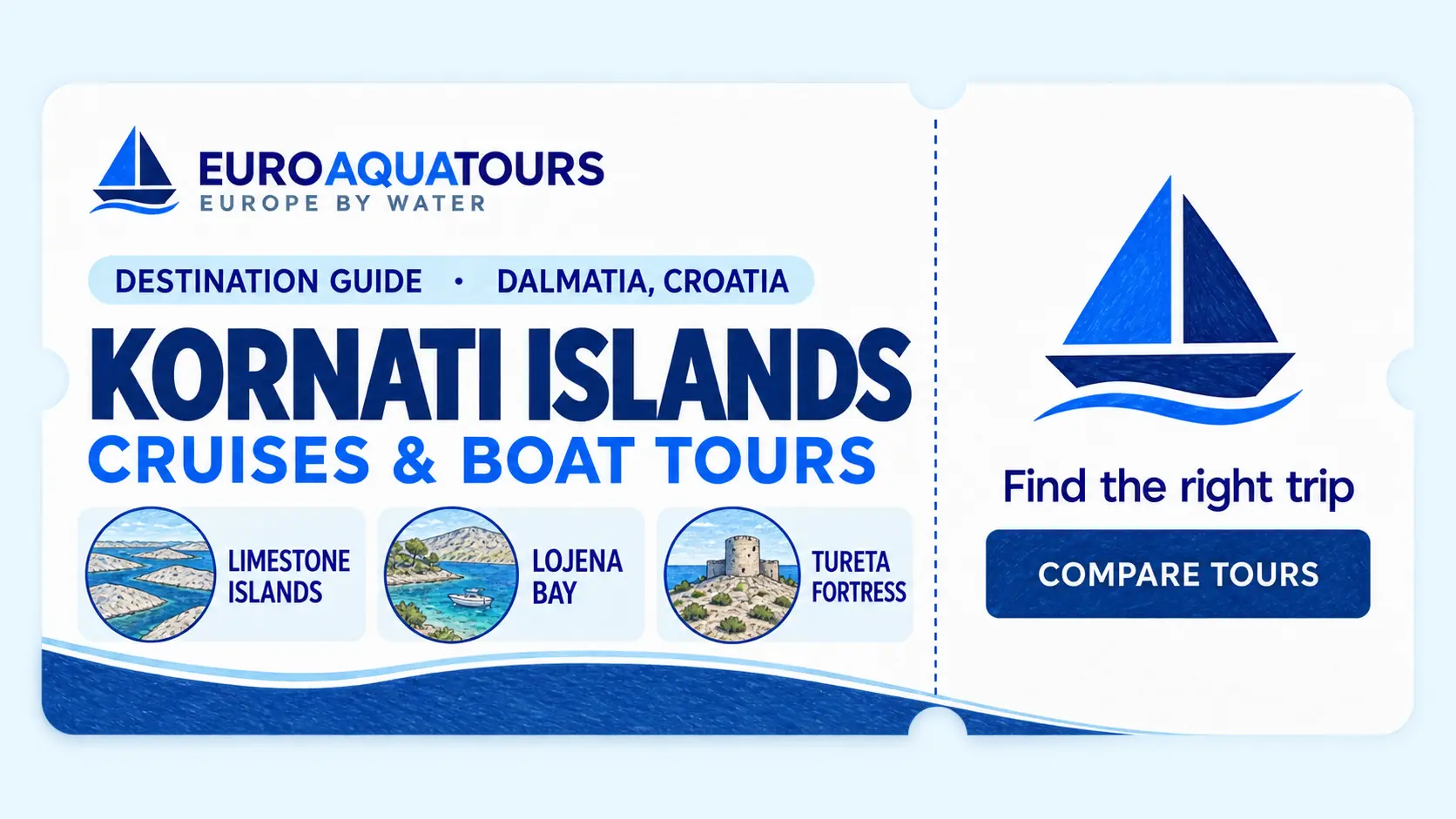 Kornati Islands boat tours with limestone islands, Lojena Bay and Tureta Fortress