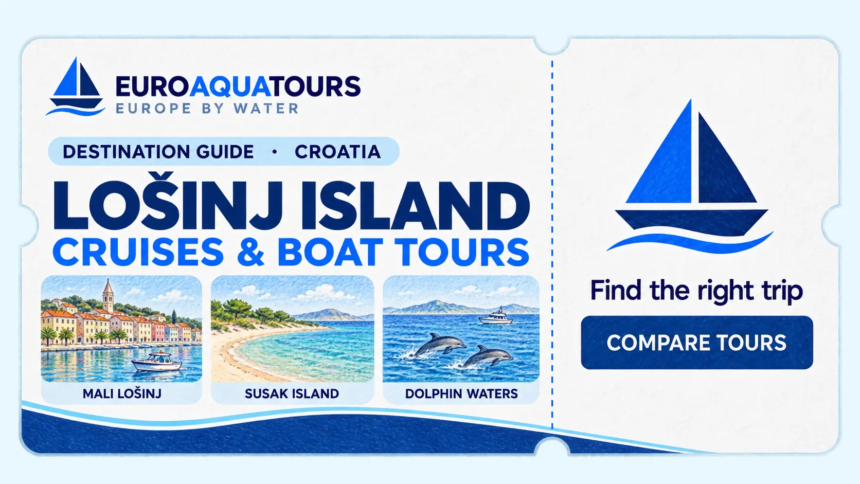 Lošinj Island boat tours with Mali Lošinj, Susak Island and dolphin waters