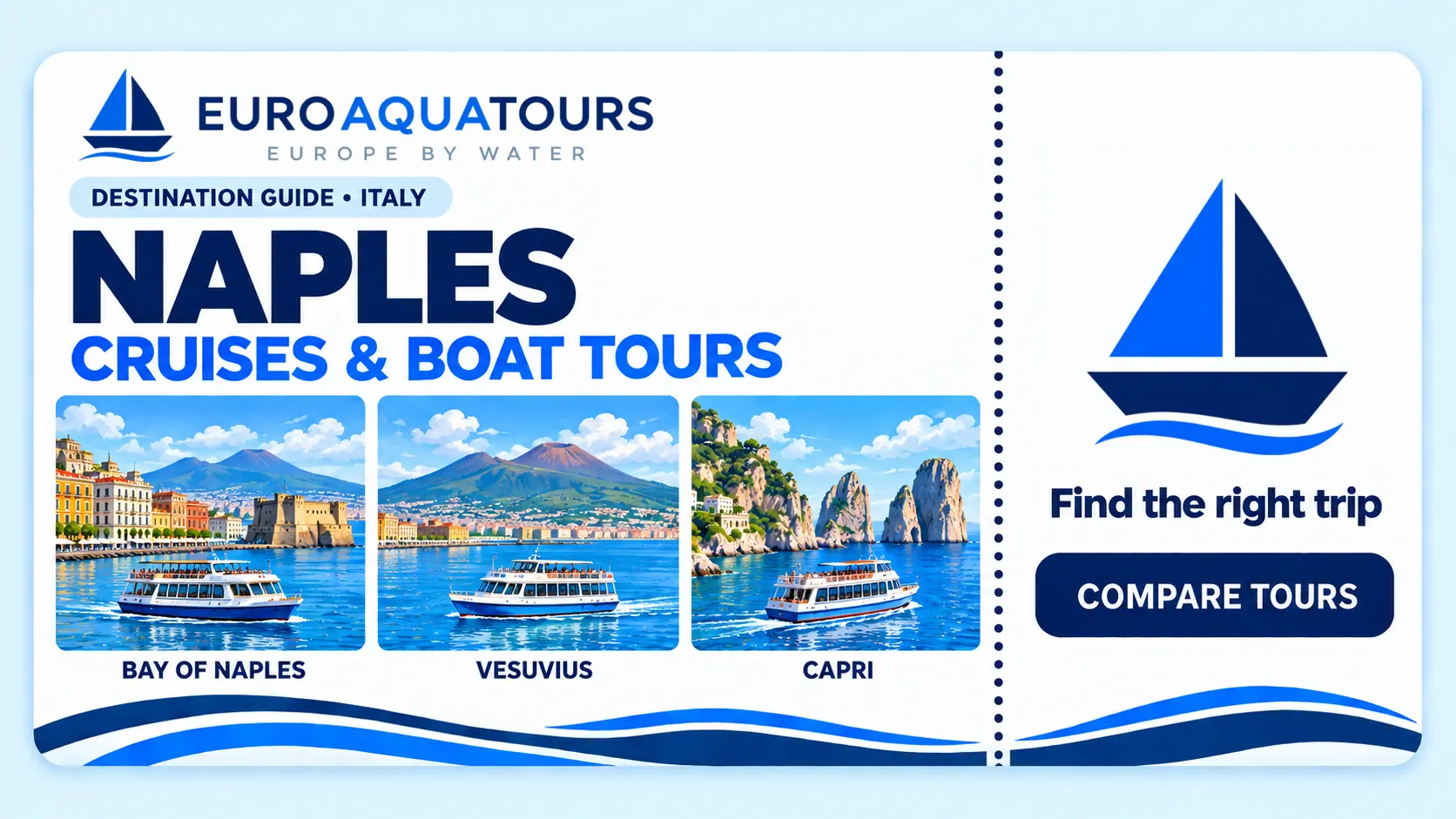 Naples boat tours with Bay of Naples views, Mount Vesuvius and Capri