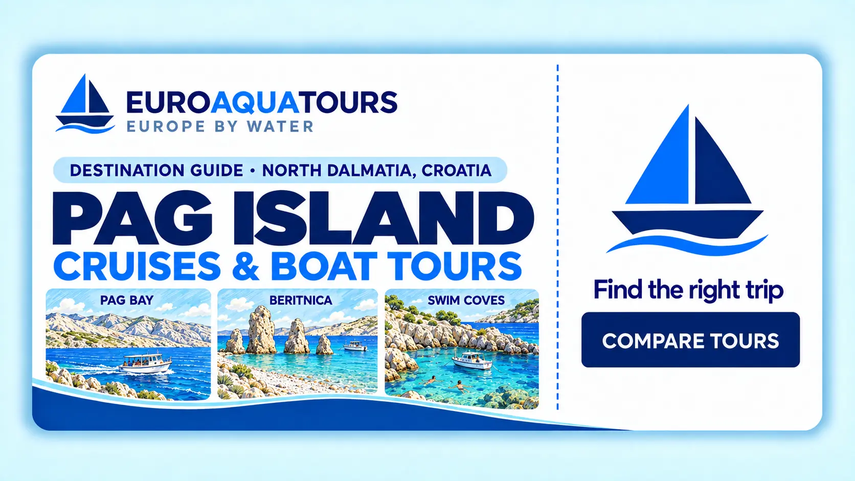 Pag Island boat tours with Pag Bay, Beritnica Beach and Adriatic swimming coves