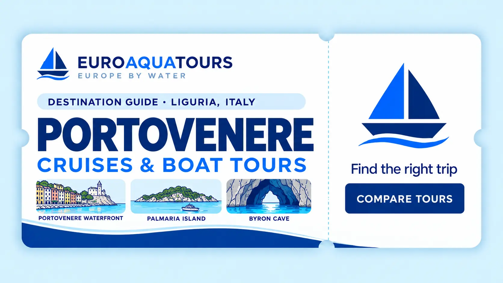 Portovenere boat tours with the waterfront, Palmaria Island and Byron Cave