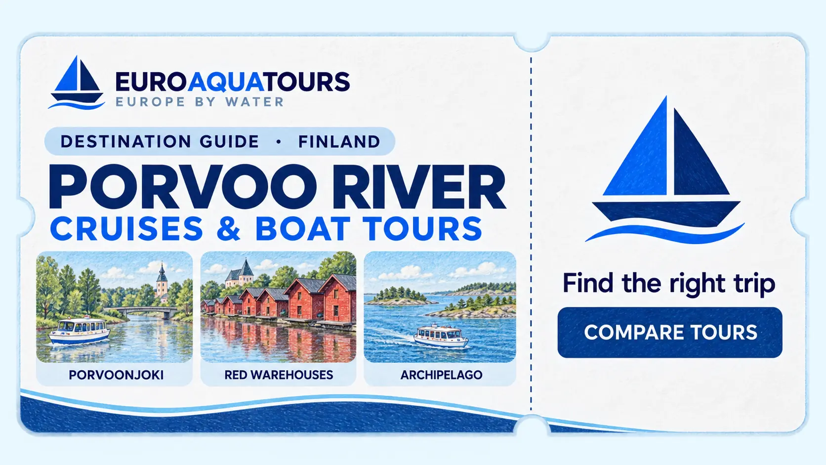 Porvoo River boat tours with Porvoonjoki, red warehouses and archipelago scenery