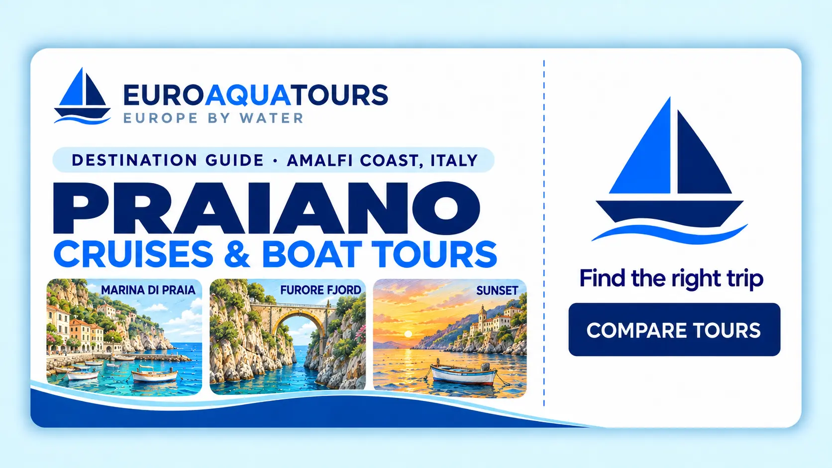 Praiano boat tours with Marina di Praia, Furore Fjord and Amalfi Coast sunset scenery