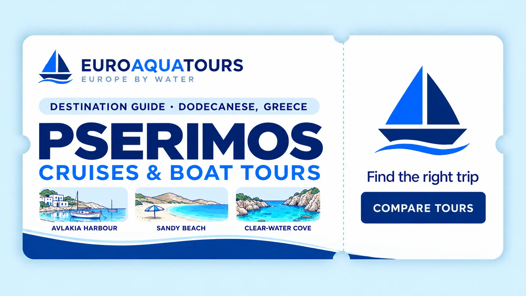 Pserimos boat tours with Avlakia harbour, sandy beaches and clear-water coves