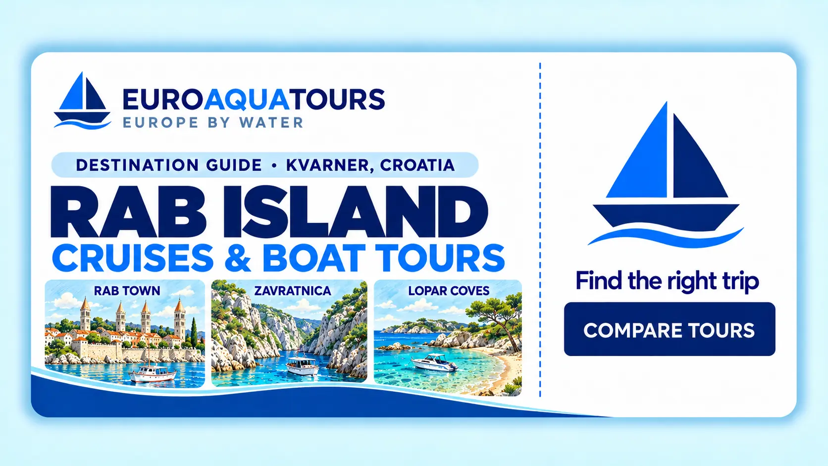 Rab Island boat tours with Rab Town, Zavratnica Bay and Lopar coves