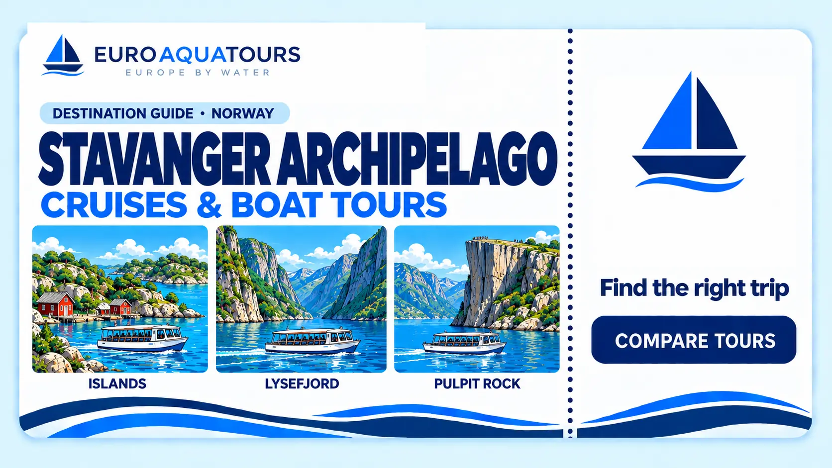 Stavanger Archipelago boat tours with island scenery, Lysefjord and Pulpit Rock