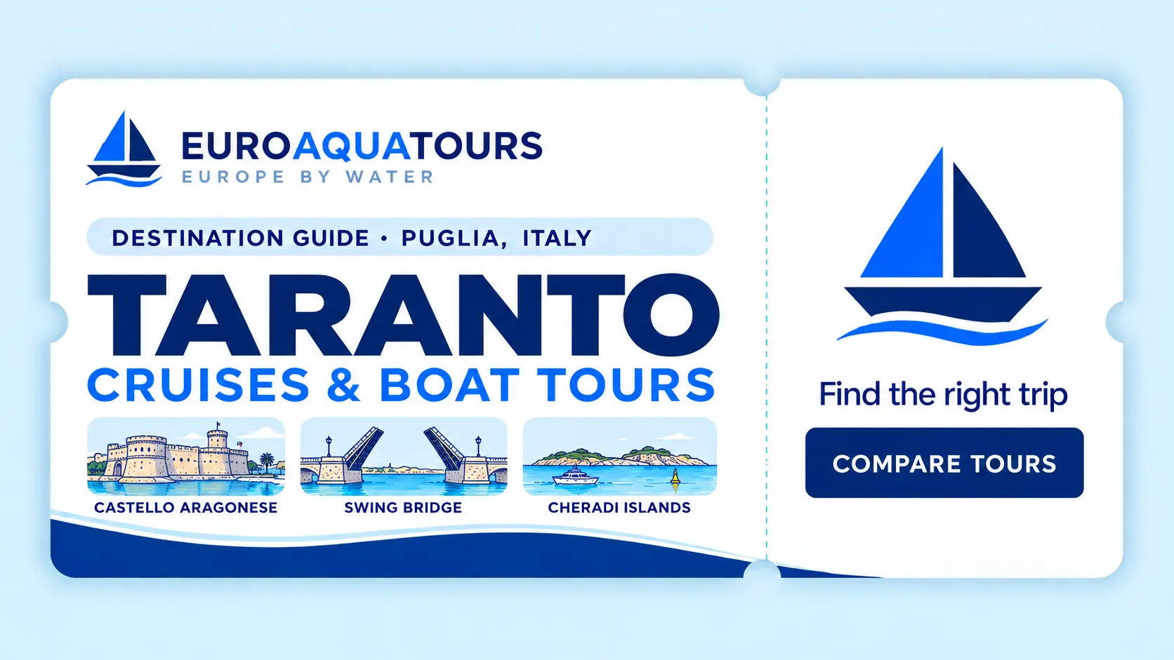 Taranto boat tours with Castello Aragonese, the swing bridge and Cheradi Islands