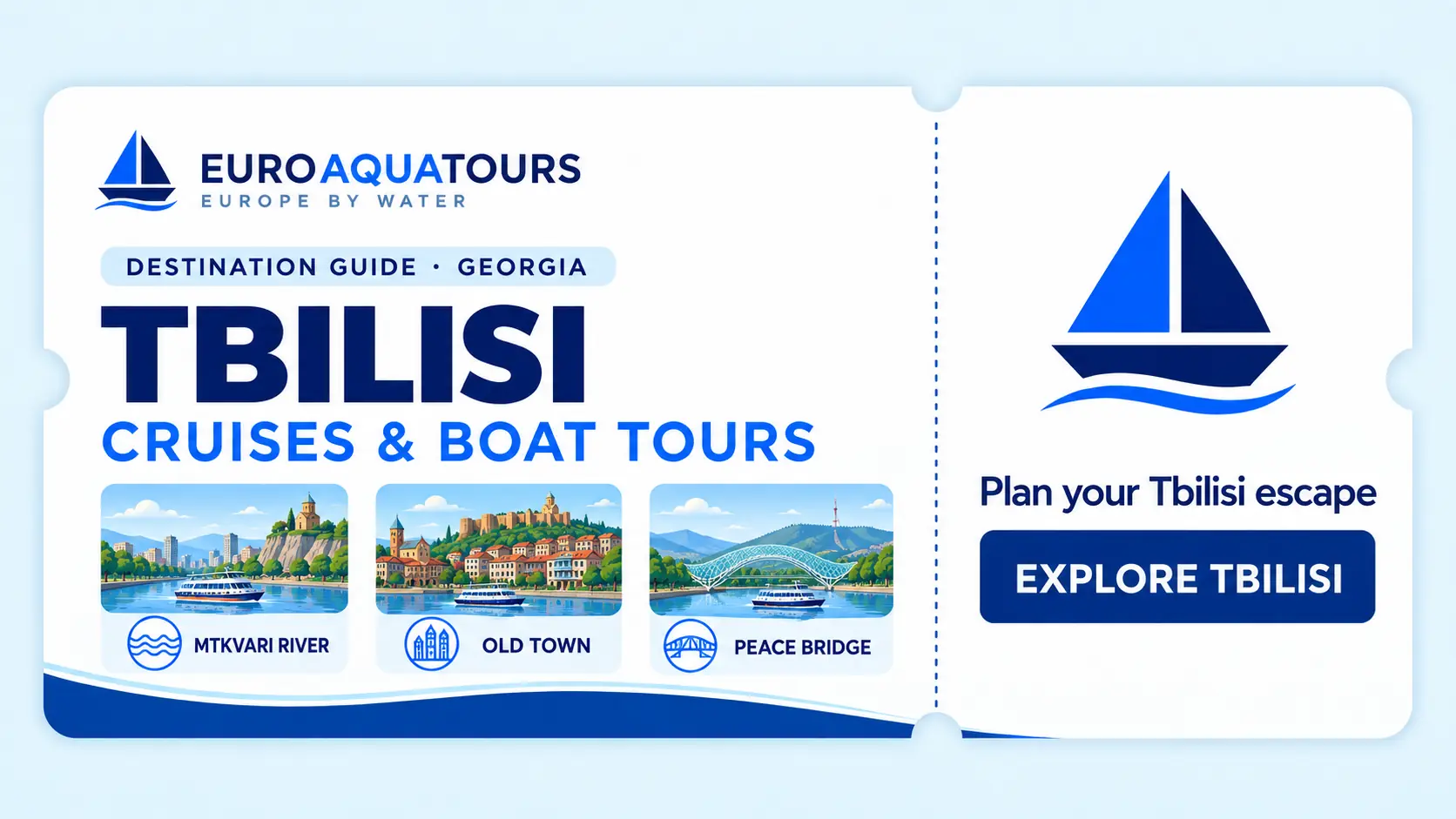 Tbilisi boat tours with the Mtkvari River, Old Town and Peace Bridge