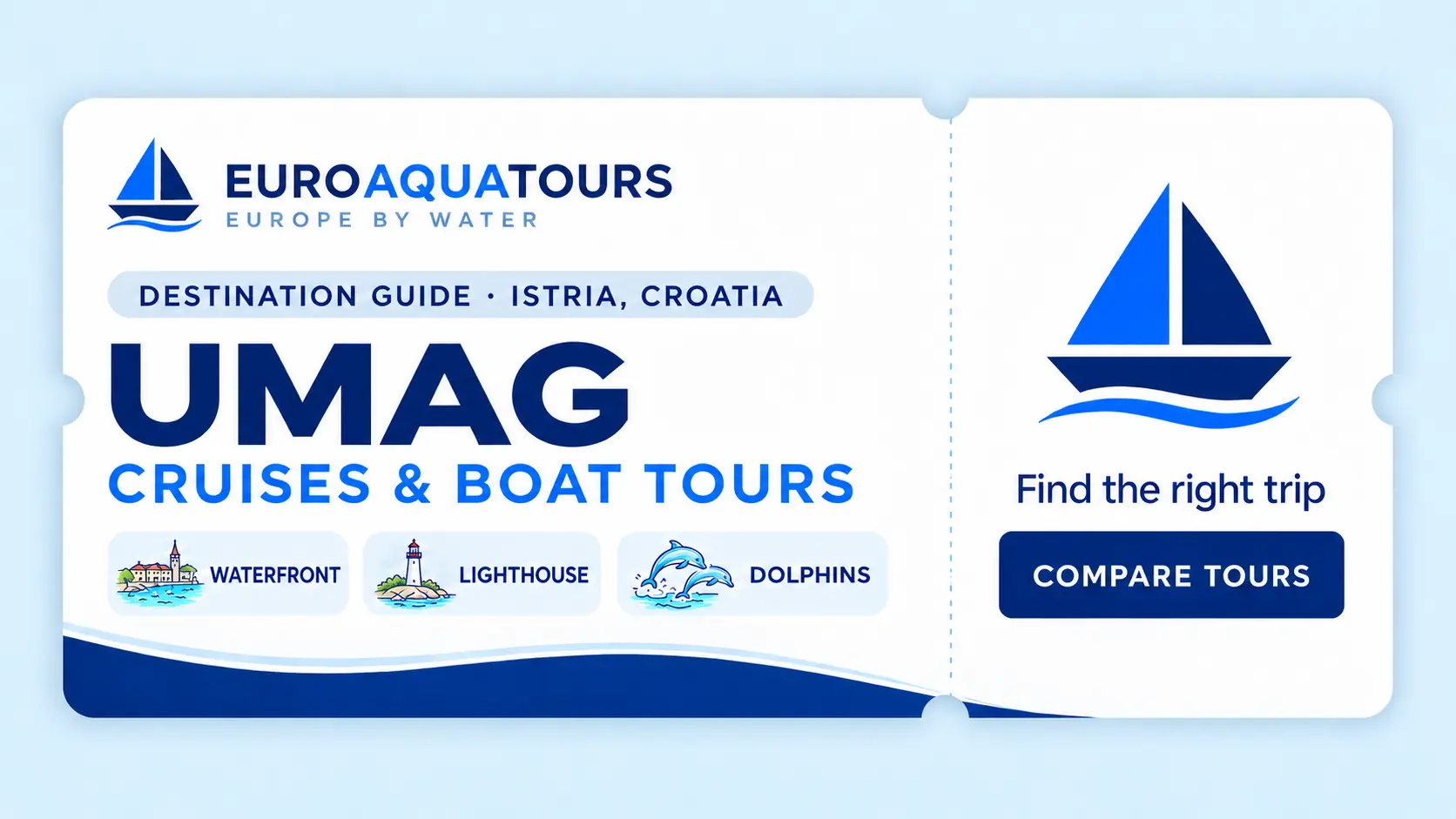 Umag boat tours with waterfront scenery, Savudrija Lighthouse and dolphins