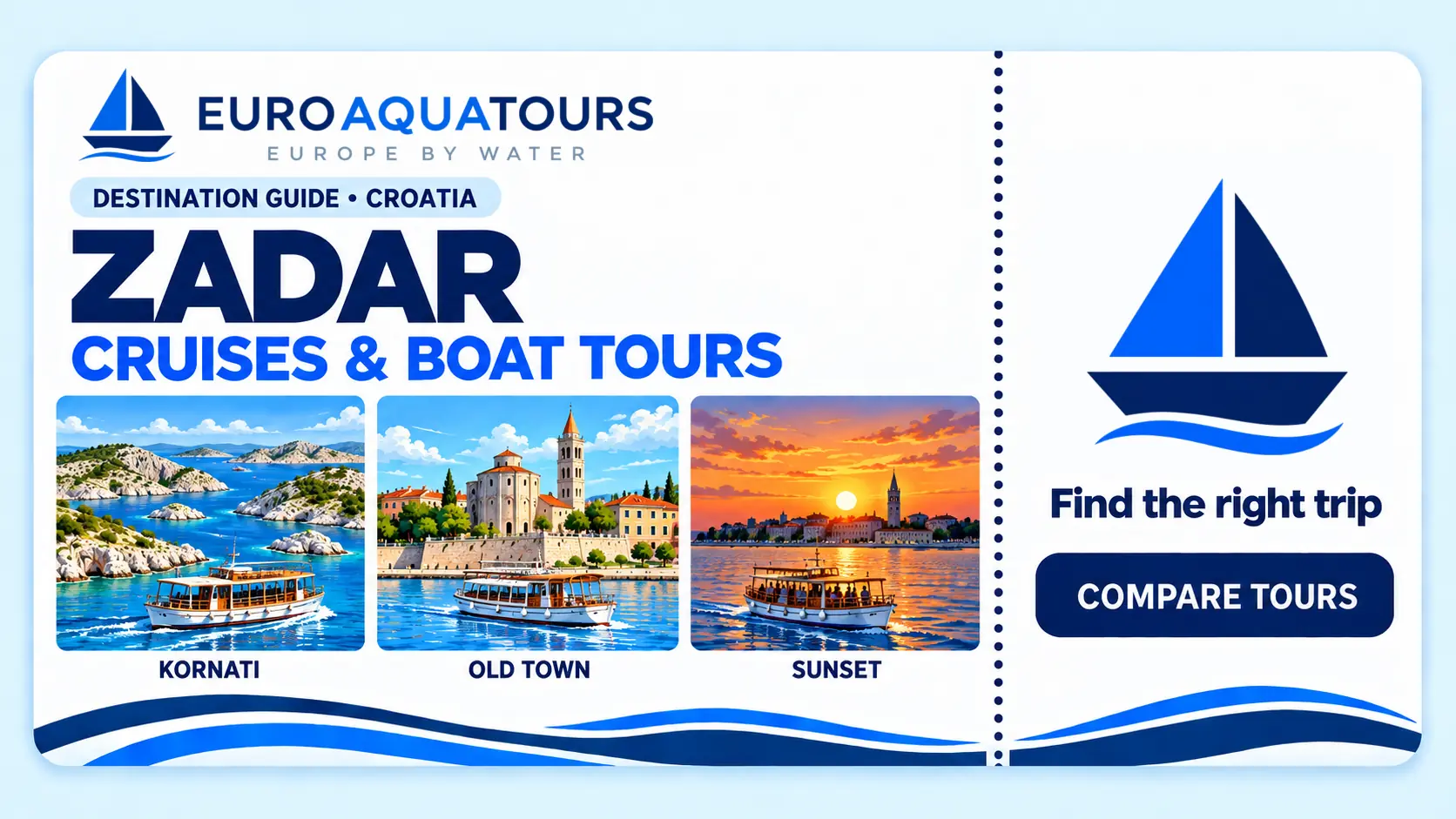 Zadar boat tours with Kornati islands, Old Town waterfront and Adriatic sunset cruises