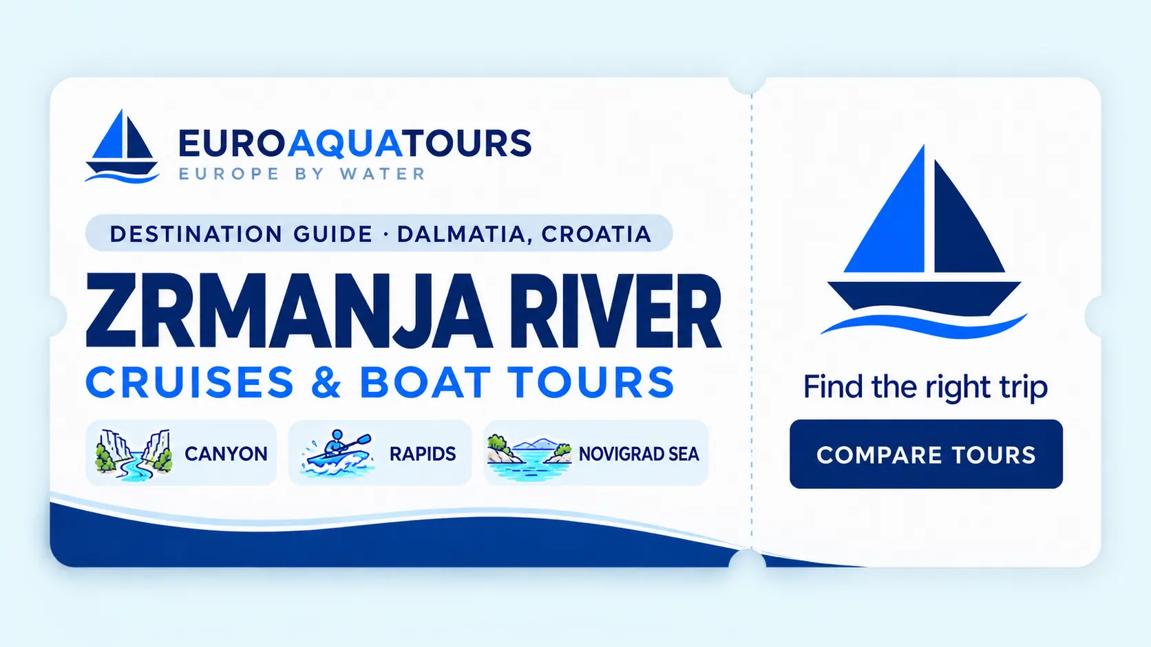Zrmanja River tours with canyon scenery, river rapids and the Novigrad Sea