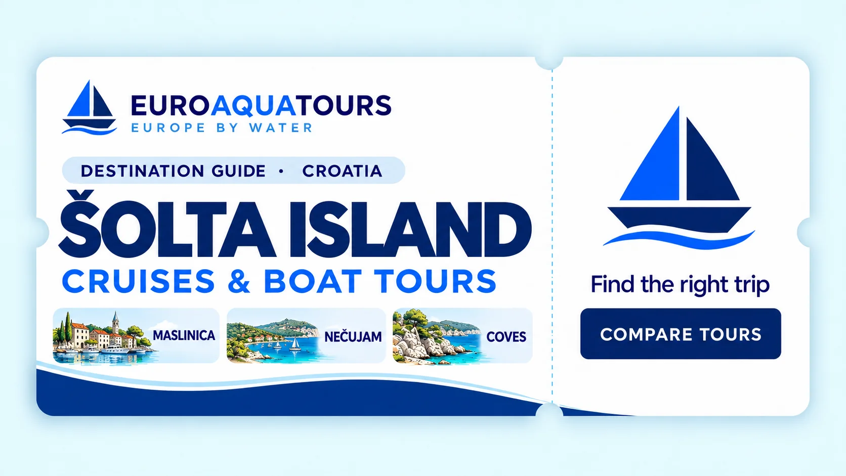 Šolta Island guide showing Maslinica harbour, Nečujam bay and rocky coves