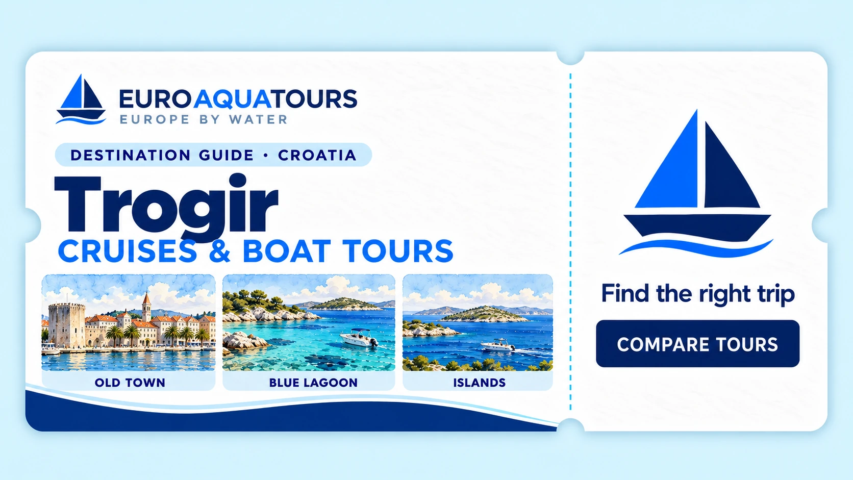 Trogir destination guide showing its old town, Blue Lagoon and nearby islands